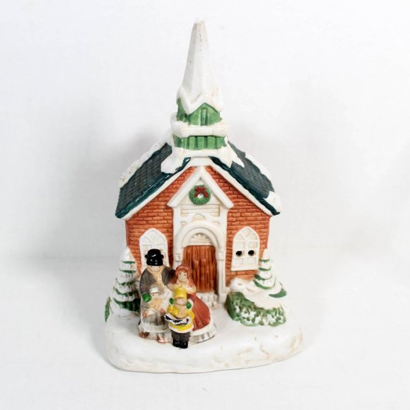 Retro Vintage 1960s Christmas Music Box Church Choir Porcelain Glass Figurine - Picture 6 of 16